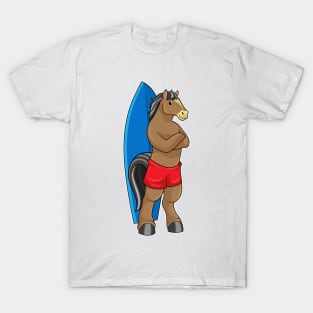 Horse as Surfer with Surfboard T-Shirt